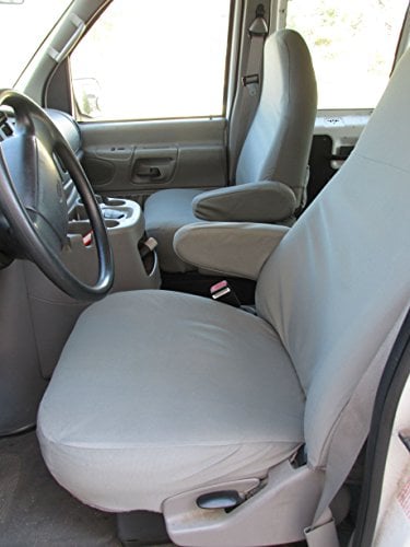 Durafit Seat Covers Made to fit 1993-2008 Ford E-Series Van Captain Chairs with One Armrest Per Seat, Exact Fit Seat Covers in Gray Twill. NOT for RV's