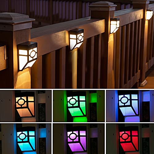 Otdair Solar Fence Lights Outdoor, 8 Pack LED Fence Solar Lights Waterproof, Garden Solar Deck Lights for Post, Patio, Step, Stair, Pathway and Yard, Warm White