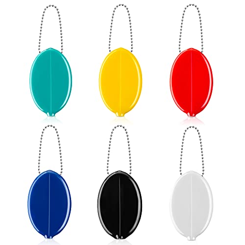 Rubber Coin Purse 6 Pieces Oval Coin Purse Coin Holders Colorful Coin Purse with Chain for Men Women Travel Multi Purpose (Classic Color)