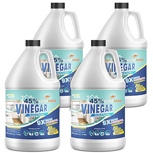 Cleanaroo 45 Percent Concentration Vinegar, All-Natural Multipurpose General Cleaner (1 Gal, 4pk), 128 Fl Oz (Pack of 4)