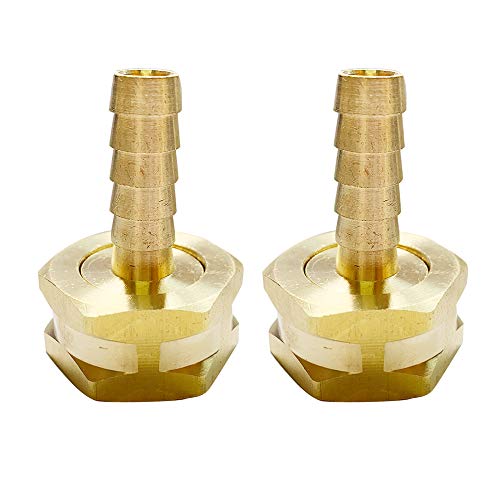 VIS Brass Garden Water Hose Pipe Connector Swivel Fitting 3/8" Barb x 3/4" Female GHT Thread Fittings W/Rubber Washer2pcs
