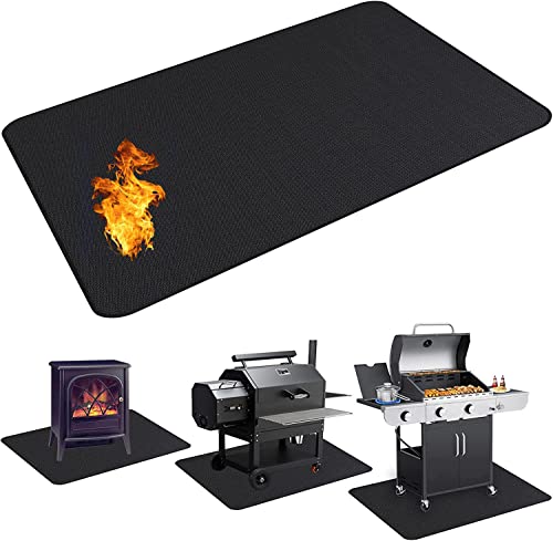 UBeesize Thickened 48x36 inches Under Grill Mat for Outdoor Grill,Double-Sided Fireproof Grill Pad for Fire Pit,Indoor Fireplace Mat Fire Pit Mat,Oil-Proof Waterproof BBQ Protector for Deck and Patio