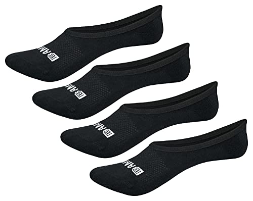 Bamboo Sports Low Cut Mens No Show Bamboo Rayon Socks - Breathable, Moisture Wicking, Odor Eliminating, Black No Show Socks for Men Size 10-12, 4 Pair