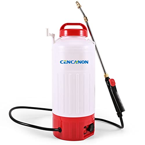 CENCANON 2 Gallon Battery Powered Sprayer Electric Garden Pump Sprayer W/Time Long-Life Battery for Spray Telescope Wand and Adjustable Nozzles for Spraying Cleaning