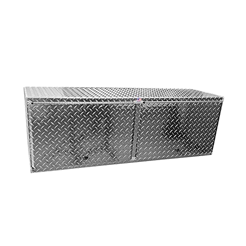 Pit Posse 902 Overhead Storage Cabinet Organizer 48" Inch - Made in USA - Garage Enclosed Cargo Race Trailer Automotive Shop Motorcycle Tool Box Accessory - Aluminum Diamond Plate Finish (Silver)