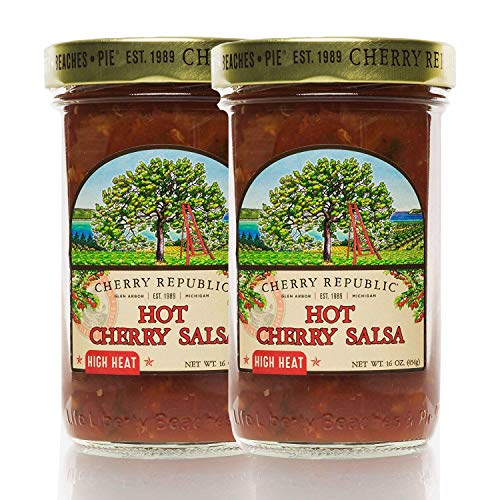 Cherry Republic Hot Cherry Salsa - High Heat Salsa Mix with Authentic Michigan Cherries - Hot & Spicy Fruit Salsa - Works Great as a Recipe Ingredient & Dip - 2 x 16 Ounces