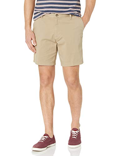 Nautica mens Cotton Twill Flat Front Stretch Chino Casual Shorts, True Khaki, 33 US