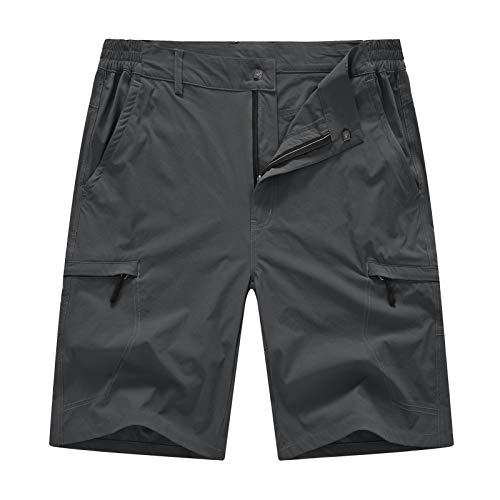 BASUDAM Men's Cargo Hiking Shorts Stretch Quick Dry Lightweight Work Shorts 6 Pockets for Camping Travel Dark Grey 30
