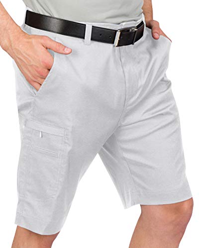 Cargo Golf Shorts for Men - Dry Fit, Large Pockets, Lightweight, Moisture Wicking, 4-Way Stretch Silver