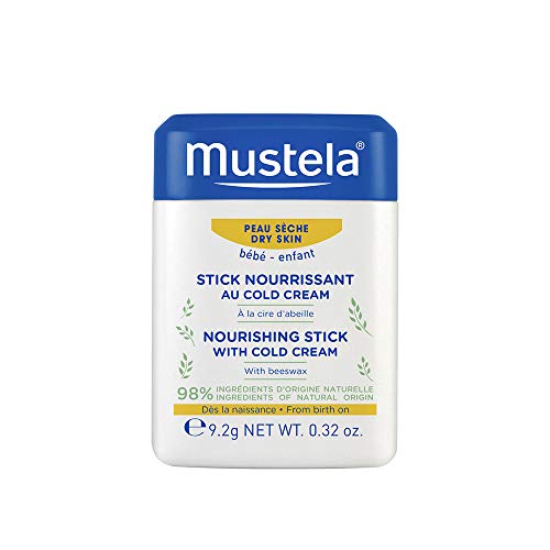 Mustela Baby Nourishing Stick - Lip & Face Moisturizer for Dry Skin - with Natural Avocado, Cold Cream & Beeswax - 0.32 oz. (Pack of 1)