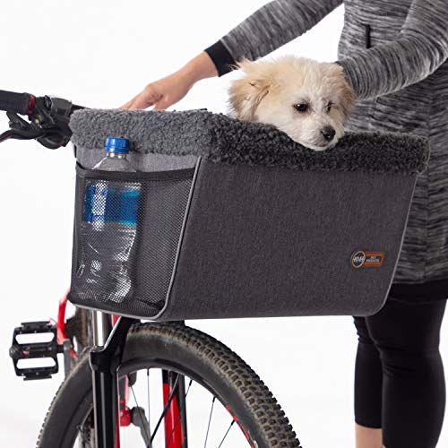 K&H PET PRODUCTS Universal Bike Pet Carrier for Travel, Cat and Dog Bicycle Baskets, Classy Gray Large 12 X 16 X 10 Inches
