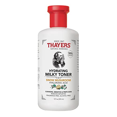 Thayers Milky Face Toner with Snow Mushroom and Hyaluronic Acid, Natural Gentle Facial Toner, Dermatologist Tested, for Dry and Sensitive Skin, 12 Oz