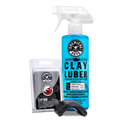 Chemical Guys CLY_KIT_1 Heavy Duty Clay Bar and Luber Synthetic Lubricant Kit,16 fl oz, 2 Items, Black