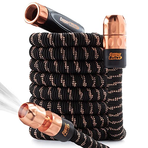 2024 Pocket Hose Copper Bullet AS-SEEN-ON-TV Expands to 50 ft REMOVABLE Turbo Shot Multi-Pattern Nozzle 650psi 3/4 in Solid Copper Anodized Aluminum Fittings Lead-Free Lightweight No-Kink Garden Hose