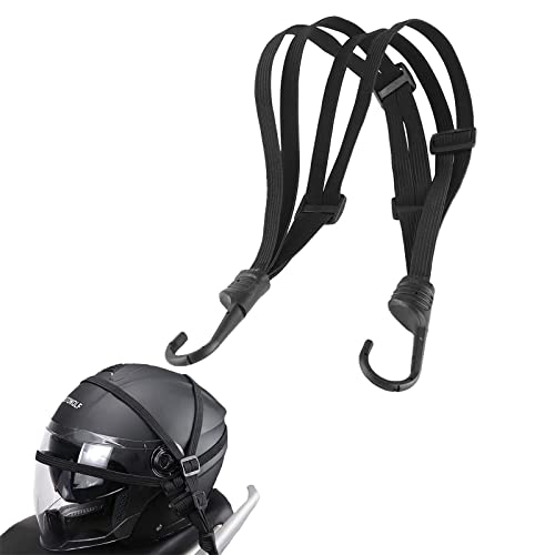 Watris Veiyi Helmet Luggage Elastic Rope, 63cm/24.8" Helmet Rope, Helmet Elastic Rope, Motorcycle Helmet Strap, Black Helmet Rope Motorcycle Strength Retractable Luggage Elastic Strap with Hooks