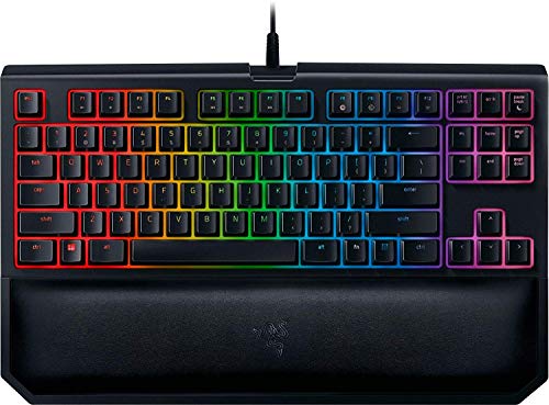 Razer BlackWidow TE Chroma v2 TKL Tenkeyless Mechanical Gaming Keyboard: Yellow Key Switches, Linear & Silent, Chroma RGB Lighting, Magnetic Wrist Rest, Programmable Macros, Classic Black