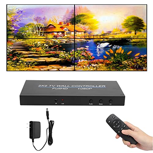 ASHATA 2x2 Video Wall Controller, HDMI Video Image Processor Screen Splicing 1080P high Definition Image Video Wall Controller, Support for Splicing 2X1/3X1/4X1/1X2/1X3/1X4/2X2(US)