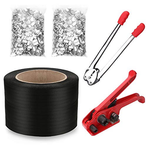 Lifeisbetter Pallet Packaging Strapping Banding Kit Tensioner Tool Sealer, 3200' Length x 1/2" Wide Coil Reel for Packing