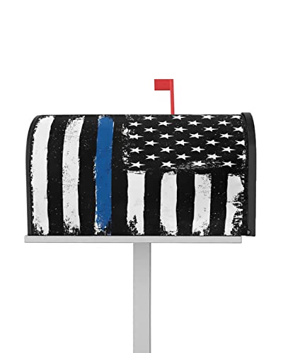 American National Flag Mailbox Covers Magnetic Standard Size,Decorative Post Letter Numbers Box Wrap Decoration Covers Accessories for Garden Yard Outdoor Dcor,Black White Blue Geometry Stripe