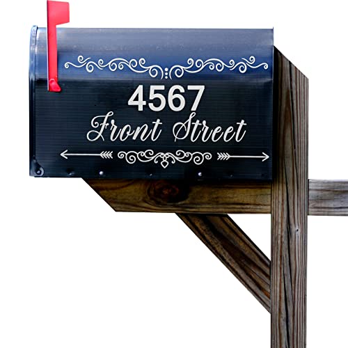 10 Sheets Mailbox Stickers Reflective Mailbox Decals Numbers, Letters and Flower Mailbox Address Decal Self Adhesive PVC Mailbox Die Cut for Signs, Door, Cars, Trucks, Home, Address Number