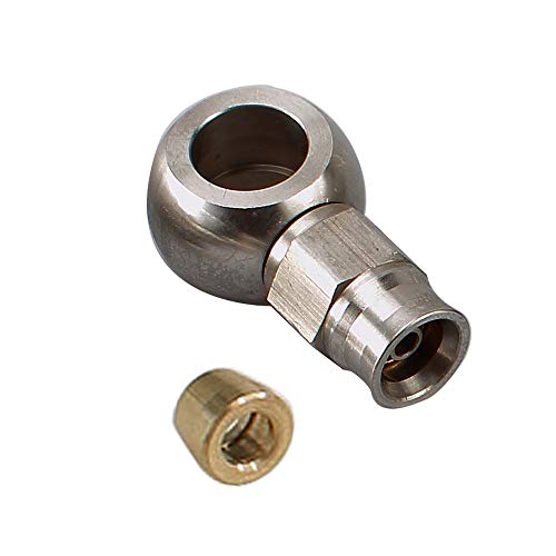 AC PERFORMANCE Stainless Steel Brake Fitting Straight Banjo Eye Hole Diameter 10.2mm to -3 AN PTFE Hose End for Braided Brake Hose With Nut & Olive ( Length 30.6mm )