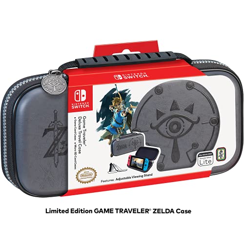 Game Traveler Zelda Nintendo Switch Case - Switch OLED Case for Switch OLED, Switch & Switch Lite, Adjustable Viewing Stand & Bonus Game Cases, Deluxe Carry Handle, Licensed Nintendo Switch Game case