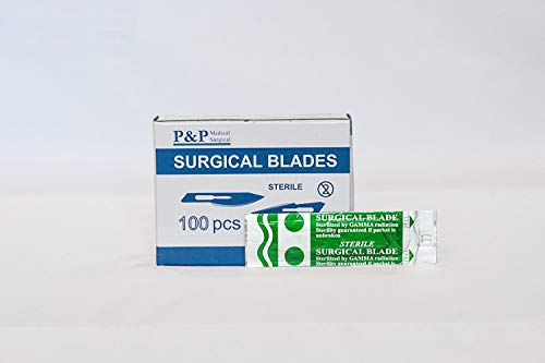 Disposable Surgical Scalpel Blades Sterile High Grade Carbon Steel 2.1% 10xx Individually Foil Wrapped by P&P MEDICAL SURGICAL Size 22 Box of 100