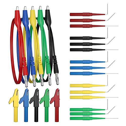 CZJZDZ Test Lead Kit 25pcs Alligator Clip to 4mm Banana Plug Test Probe Back Probes Kit Test Pins for Automotive Repair Diagnosis Tools Set JT8006