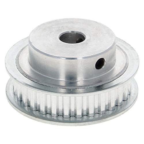 Fielect Aluminium Alloy XL 30 Teeth 10mm Inner Bore Diameter Timing Belt Pulley Flange Synchronous Wheel Silver Tone for 3D Printer CNC 1Pcs