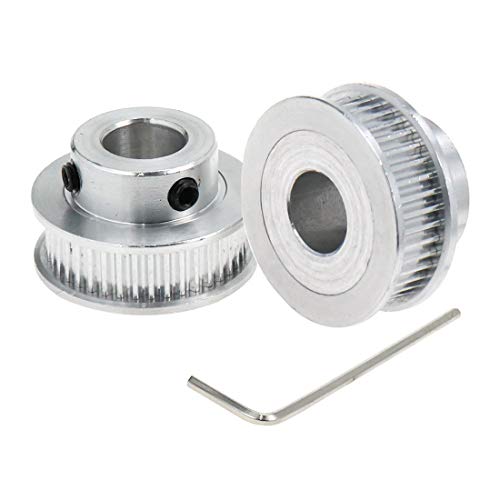 LC LICTOP Aluminum Alloy GT2 40 Teeth 10mm/0.39" Bore Timing Belt Pulley Flange Synchronous Wheel w M2 Hex Wrench Pack of 2