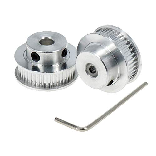 LC LICTOP Aluminum Alloy GT2 40 Teeth 6.35mm/0.25" Bore Timing Belt Pulley Flange Synchronous Wheel w M2 Hex Wrench Pack of 2