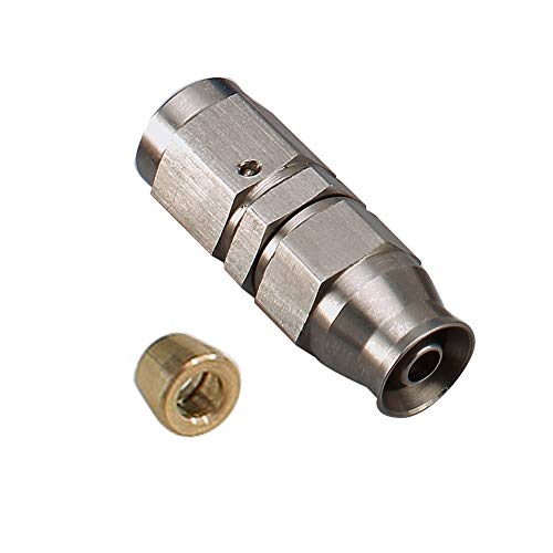 AC PERFORMANCE Stainless Steel Straight Brake Fitting -3 AN 3/8 x 24 Swivel Female Thread to AN3 PTFE Hose End For Teflon Hose with Brass Olive Insert