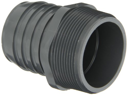 Spears 1436 Series PVC Tube Fitting, Adapter, Schedule 40, Gray, 1-1/4" Barbed x NPT Male