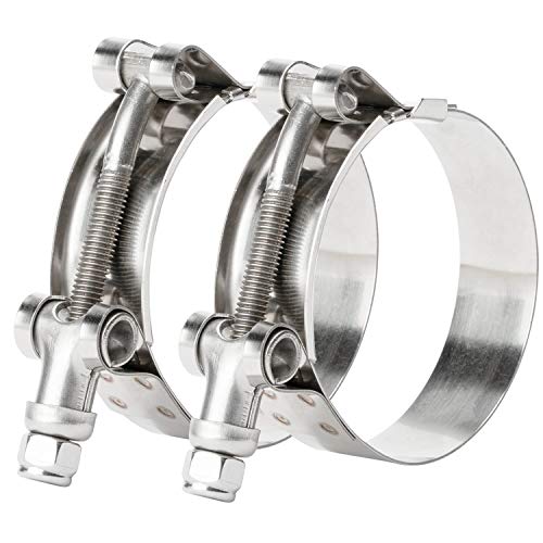 ISPINNER 2 Pack 2.25 Inch Stainless Steel T-Bolt Hose Clamps, Clamp Range 64-71mm for 2.25" Hose ID, Pack of 2