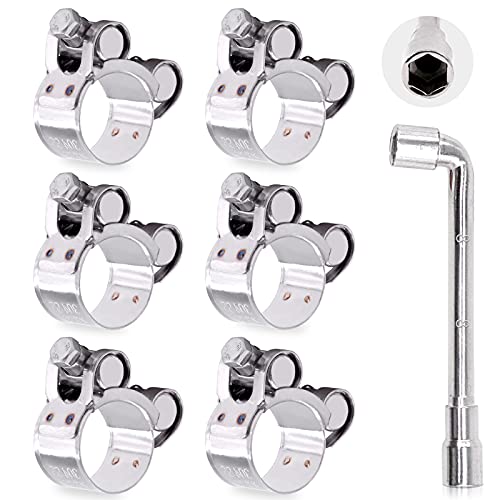 Hilitchi 304 Stainless Steel T-Bolt Clamp Heavy Duty T-Bolt Pipe Tube Hose Clamps (6PCS, 23-25MM)