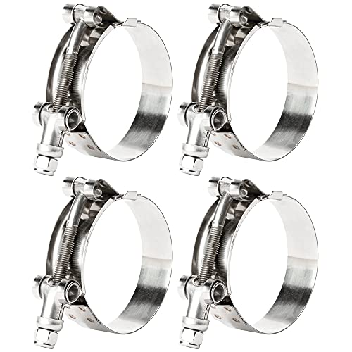 ISPINNER 4 Pack 1 Inch 304 Stainless Steel T-Bolt Hose Clamps, Clamp Range 32-37mm for 1" Hose ID, Pack of 4