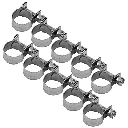 10pcs/Set T-Bolt Clamps Stainless Steel Heavy Duty Mini Fuel Line Pipe Hose Clips 6mm-20mm Optional Size for Plumbing (13-15mm)