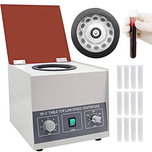 CGOLDENWALL 80-2 Electric Lab Centrifuge 20 ml x 12 Desktop Centrifuge Machine Timer 0-120min Medical Laboratory Practice Low Speed 4000RPM Centrifugal Force 2325xg Voltage 110V