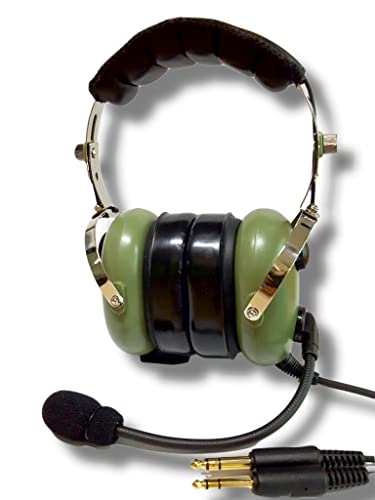 [Miramar Aviation Headset for Pilot, Student, Passenger] Gel Ear Seal(Silicon) // Passive Noise Reduction(PNR) Switchable Mono-Stereo Cancelling MIC General Aviation(GA) PJ Dual Plugs, GREEN
