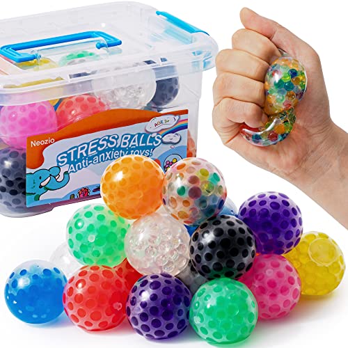 24Pack-Stress Balls Set,Mini Stress Balls Fidget Toys for Kids and Adults,Squishy Fidget Balls Filled with Water Beads to Relax and Focus,Stress and Anxiety Relief Squeeze Toys for Autism & ADD/ADHD
