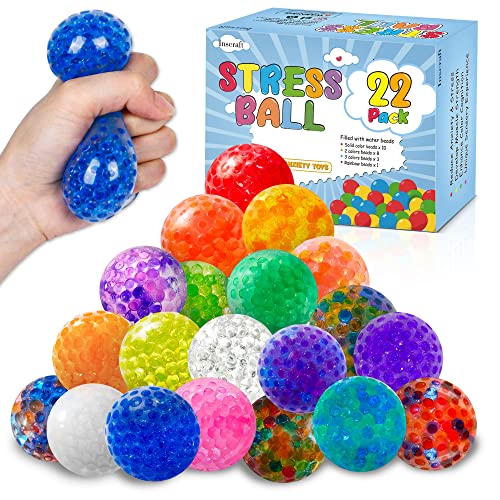 INSCRAFT 22 Pack Stress Balls Set for Kids and Adults, Squishy Fidget Toys with High Resistance, Anxiety Calming Autism ADD/ADHD Sensory Balls