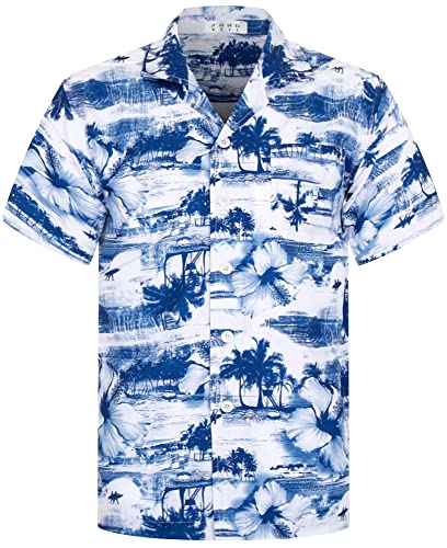 APTRO Men's Hawaiian Shirt Short Sleeve Casual Button Down Shirt HELS012 L
