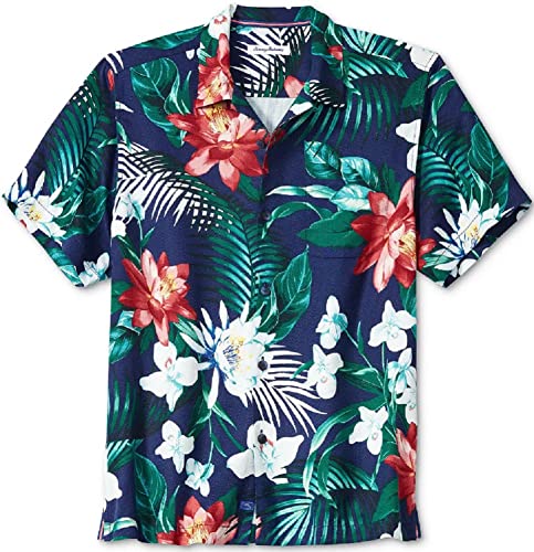 Tommy Bahama Crescent Grove Silk Camp Shirt (Color: Kingdom Blue, Size L)