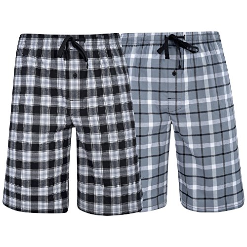 Hanes Men's Big Men's Woven Stretch Pajama Shorts 2 Pack Grey Black X-Large