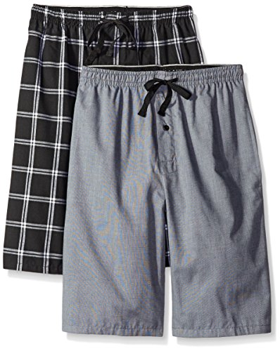 Hanes Men's 2-Pack Woven Pajama Short, Black/Grey, Medium