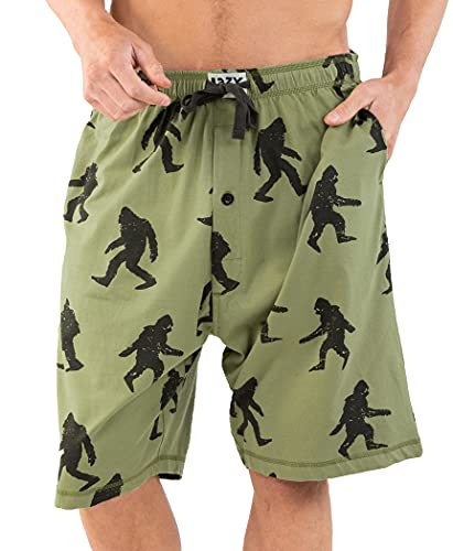 Lazy One Pajama Shorts for Men, Men's Pajama Bottoms, Sleepwear, Mythical, Creature (Bigfoot, Large)