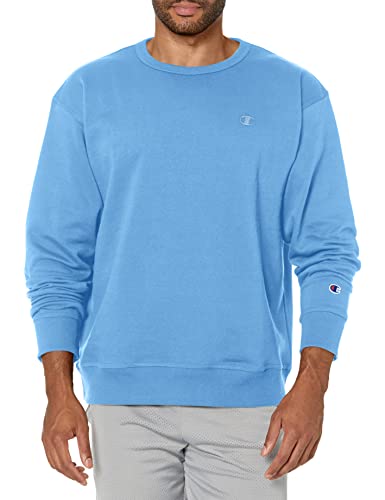 Champion Men's, Powerblend Fleece, Crewneck Sweatshirts(Reg. or Big & Tall), Swiss Blue C Logo, Large
