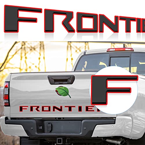 3D Raised Tailgate Insert Letters Compatible for 2022-2023 Frontier Accessories, ABS Tailgate Letters with Strong Adhesive Back (Gloss Black with Red Outline)