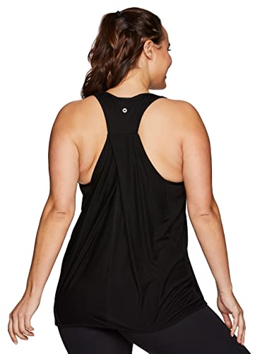 RBX Active Women's Plus Size Fashion Flowy Yoga Workout Tank Top Tunic S21 Black 3X