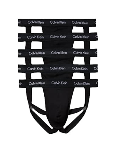 Calvin Klein Men's Cotton Stretch 5-Pack Jock Strap, 5 Black, Medium